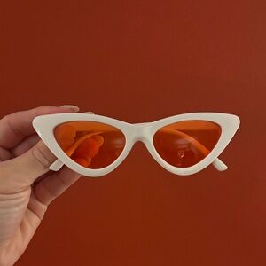 White Cat Eye Sunglasses with Orange Lenses - Women Accessories
